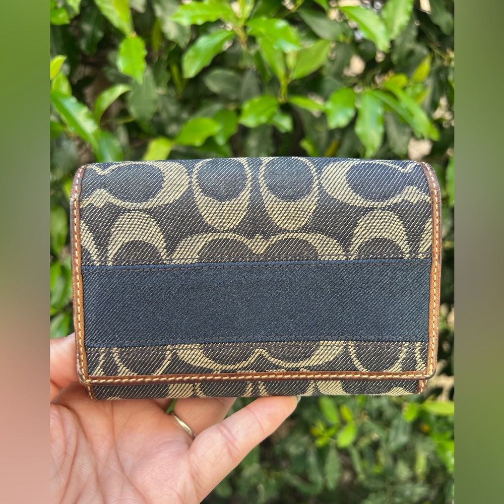 SOLD—Coach Legacy Denim Signature Wallet Brown Leather Trim